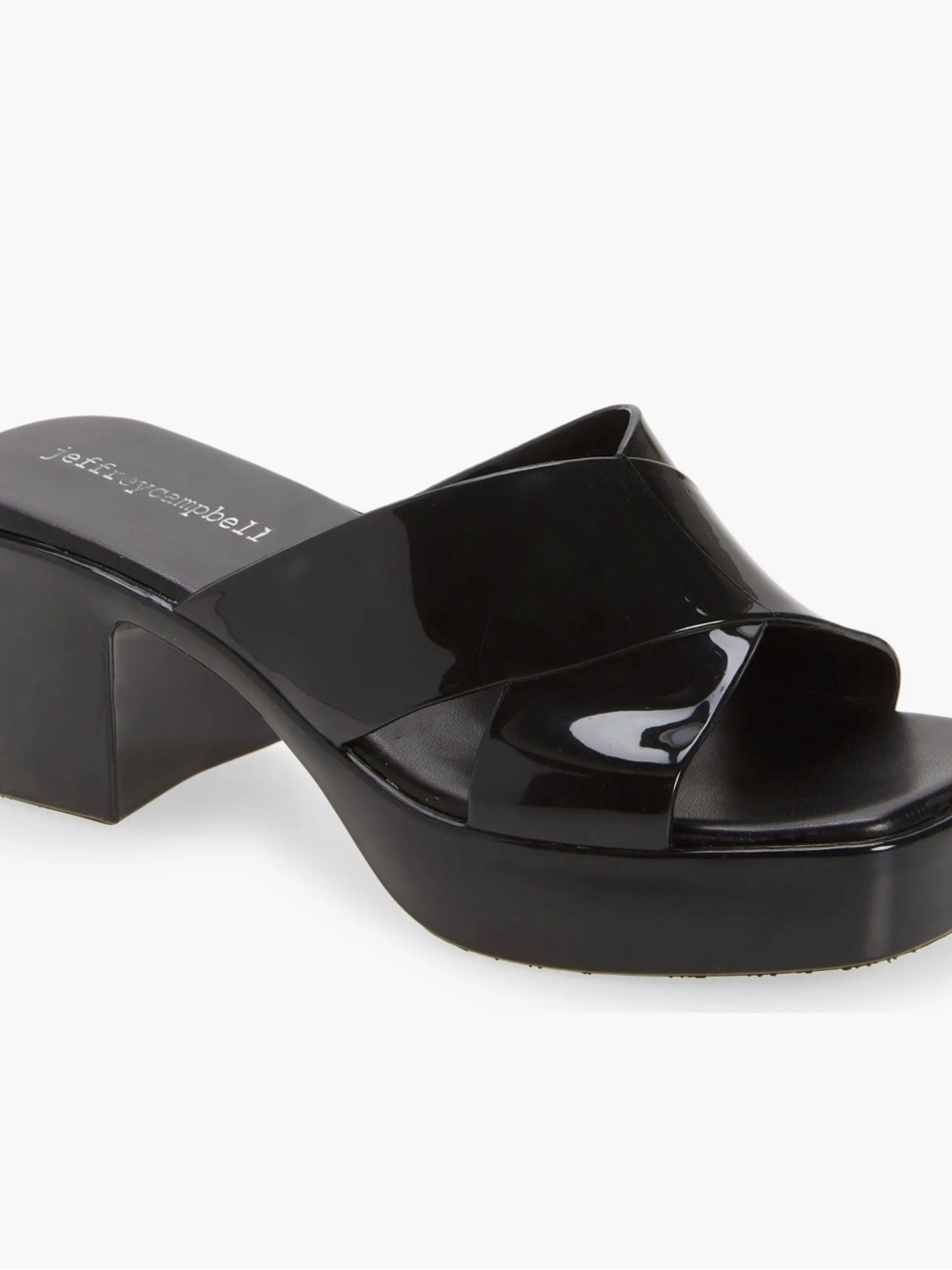 Jeffrey Campbell Bubblegum Black Shiny Platform Sandals Sz 10